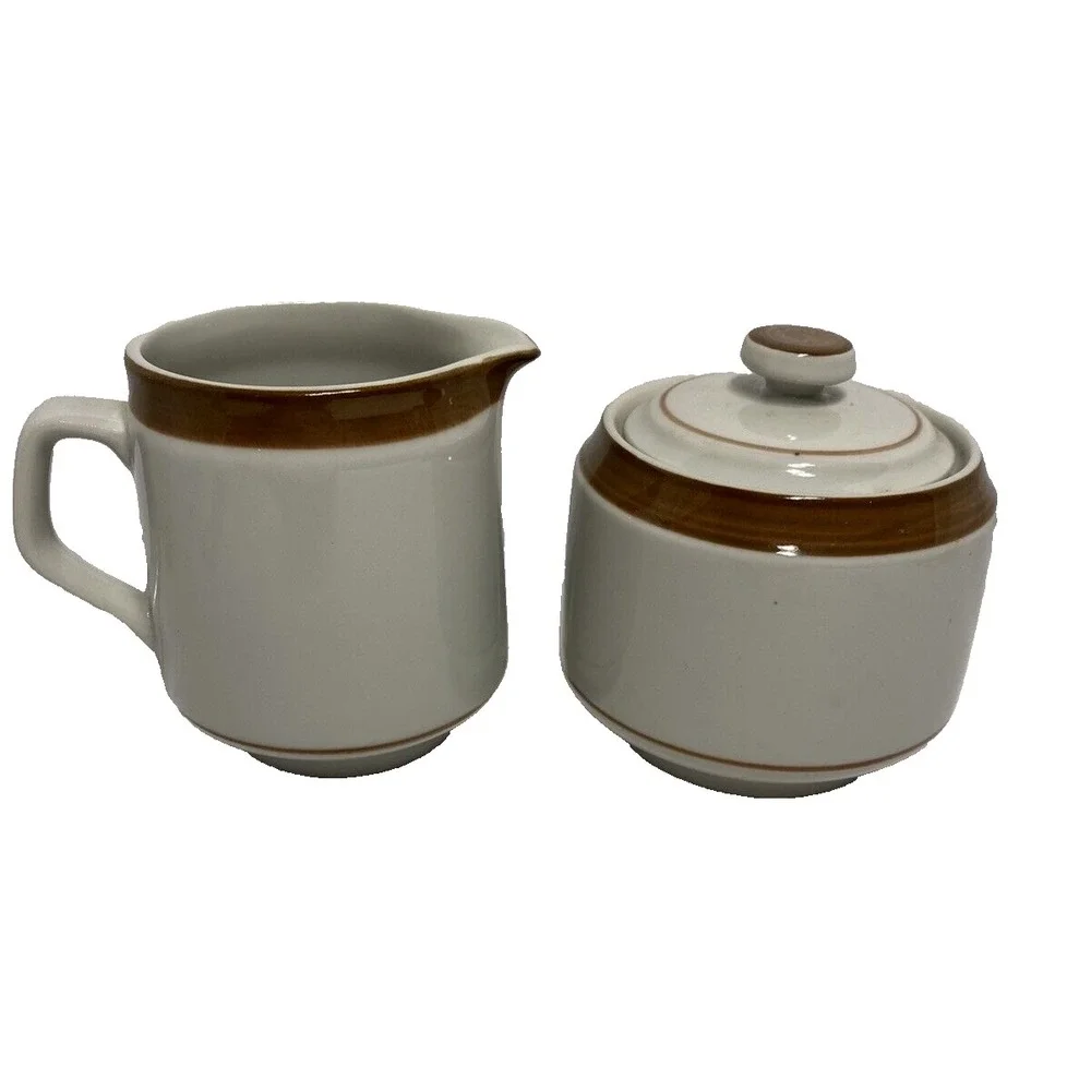 sand script stoneware creamer & sugar‎ set